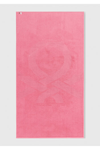 United Colors of Benetton Unisex Pink 100% Cotton Logo Beach Towel
