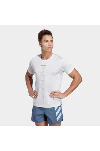 adidas Ανδρικό λευκό μπλουζάκι για τρέξιμο Terrex Agravic Trail (HT9442)