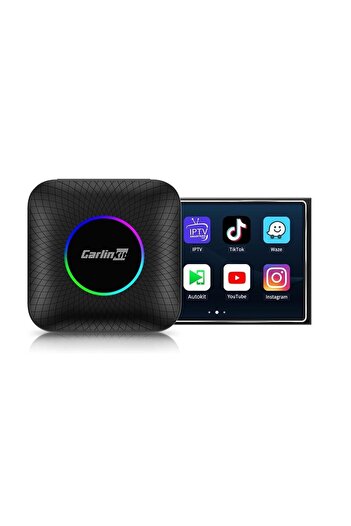 carlinkit إصدار LED من Android 13 Ai Box، معالج كوالكوم ثماني النواة، 8 جيجابايت + 128 جيجابايت، محول 3 في 1 مع شبكة خلوية 4G،