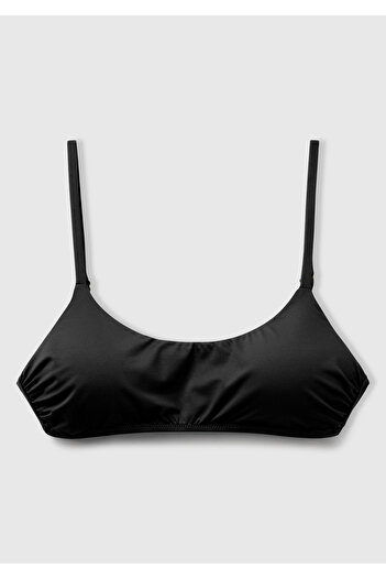 United Colors of Benetton Women's Black Back Tie Adjustable Strap Bikini Top