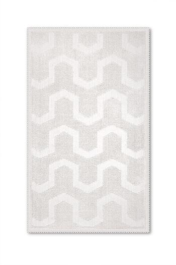 Bluenity Dome Bukle Natural Cotton 2-Piece Bath Mat Set 60X100+50X60 cm - Ecru