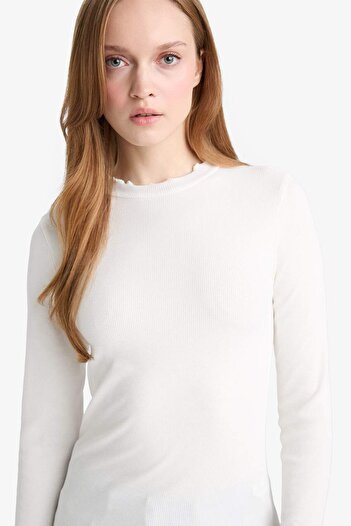DeFacto Slim Fit Half Turtleneck Ribbed Camisole Long Sleeve T-Shirt B2389Ax23Au