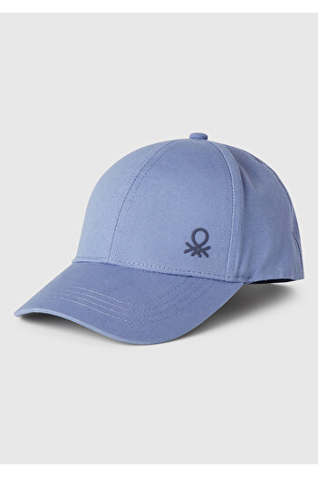 United Colors of Benetton Șapcă pentru băiat Airman Blue cu logo imprimat pe față