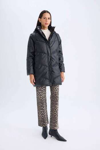 DeFacto Water Repellent Long down Jacket Parka Thermal Insulated Quilted Hooded Puffer A0873Ax23Wn