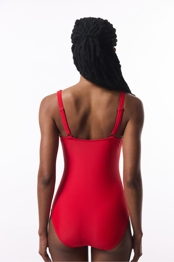 Penti Red Shirred Tummy/Waist Shaping Corset Swimsuit