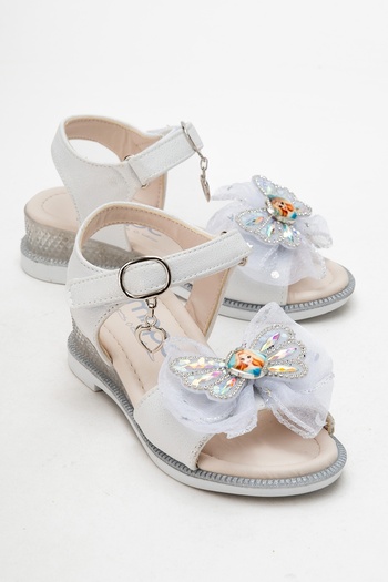 mnpc Girl's Silver Evening Dress Shoes