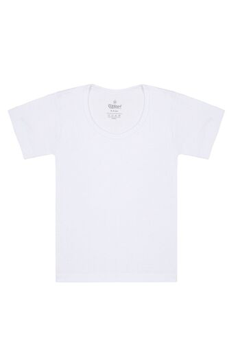 ÖZKAN underwear 0803 Pack of 10 Boys' 100% Cotton Ribbed Flexible Comfortable Short Sleeve Wide Collar Undershirt Undershirt