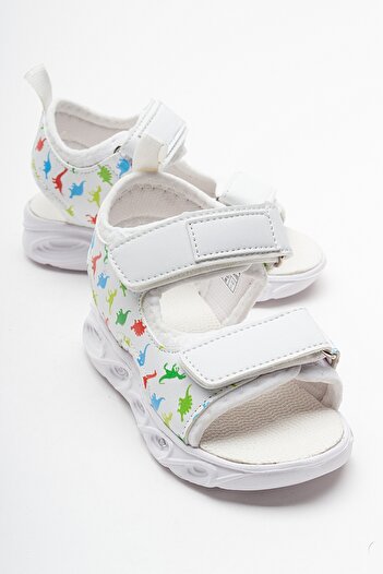 mnpc Boy's White Light-Up Anatomical Lightweight Sports Sandals