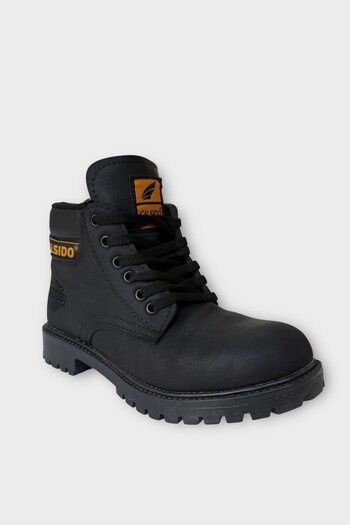 Liger Unisex Winter Skin Cold-Proof Non-Slip Sole Daily Lace-Up Boots Black - Smoke