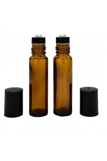 KATI Set of 2 Roll-On Bottles, 10 ml, for Essential Oils or Perfume, Brown – Naturals