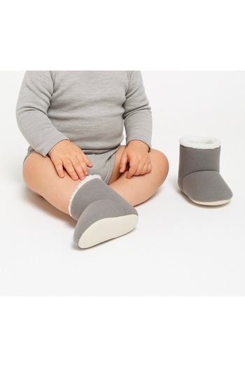 Puppis Baby Gray Baby Slippers, Organic, Ilkadım, Non-Slip Sole, Anti-Sweat,