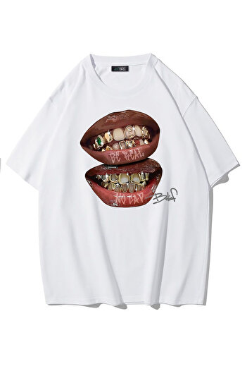 BRZ COLLECTION Μπλούζα Be Real No Cap Grillz Λευκό