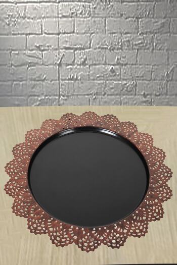 VENON Presentation Tray Home Metal Tray Patterned Black Copper (Corner)
