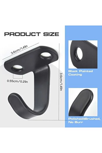 VENON 10 Pieces J Model Mini Metal Hanger with Black Screws Kitchen Cloth Hanging Rack Cup Kitchen Organizer