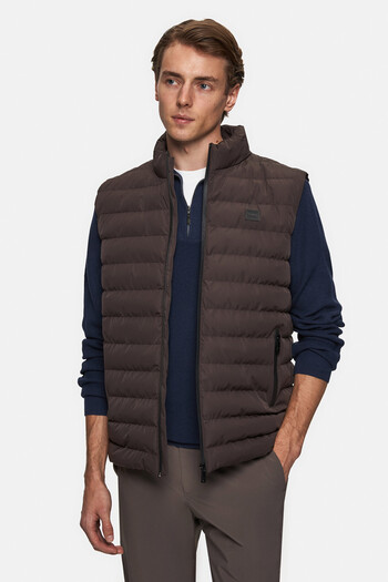Twn Slim Fit Brown Plain Vest Coat