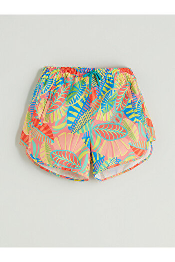 LC Waikiki Patterned Women's Swim Shorts with Elastic Waist