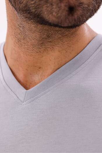 KozaLüks Men's V-Neck 100% Cotton Combed Cotton T-Shirt – Comfortable Fit