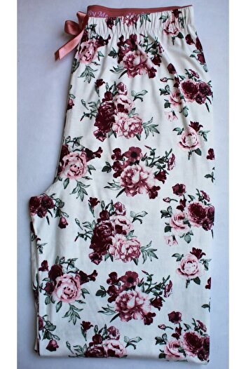 Made By me Home Wear Floral Pajama Bottoms High Waist 100% Modal Fabric White Modern Quality Aesthetic Thin Summer