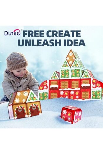 Twisoo Educational 3D Diamond Magnetic Building Blocks Set – Christmas Scene Magnet Tile Constructio