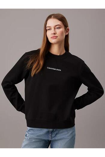 Calvin Klein Women's Brand Logo Black Sweatshirt Suitable for Daily Use J20J222548 Beh