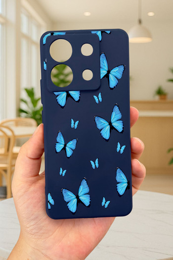 Vip Case Xiaomi Redmi Note 13 Pro 5g Blue Butterfly Pattern Silicone Shock Absorbing Classic Protected Rubber Case277