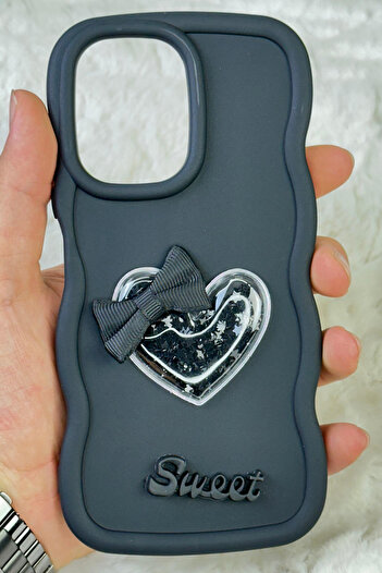 Vip Case Infi̇ni̇x Hot 40 Compatible Colorful Heart Ribbon Detailed Glittery Wavy Sweety Case
