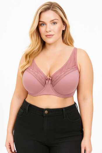wear treasure Hollowed Out 2-Clasp Front Lace Tulle Detail Supporting Bra with Wire Sponges