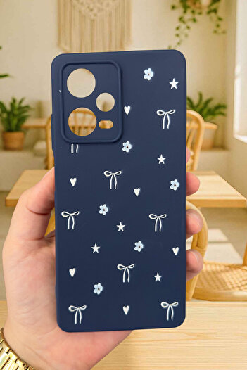 Vip Case Xiaomi Redmi Note 12 Pro 5G-Mini Bow Patterned Silicone Shock Absorbing Classic Protected Rubber Case277