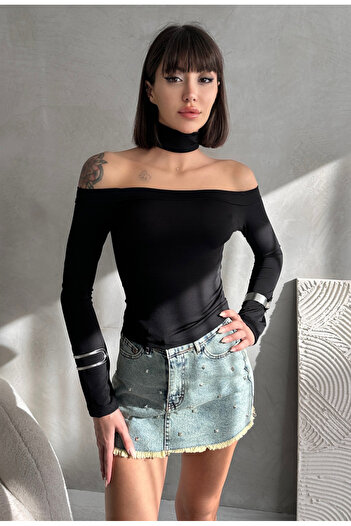 EYLANA Madonna Yaka Sandy Bluz with Neck Accessories