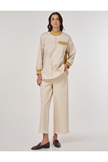 Kayra Turtleneck Cotton Blouse Cream