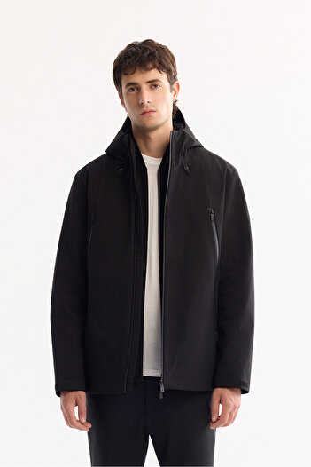 Avva Men's Black Functional Dual-Use Duck down Regular Fit Slim Coat A52Y6096