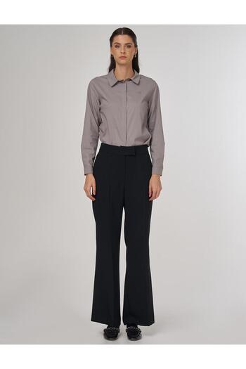 Kayra Μαύρο παντελόνι Crepe Flowy