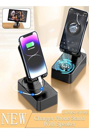 fun zone DUNISO Cell Phone Stand Three-In-One Bluetooth Speaker & Phone Stand & Power Bank Rotatable 5000mAh