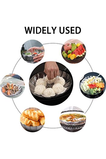 erorex Stainless Steel Vegetable Steamer Basket Expandable, Collapsible, Fits 5.3" 8.6" Pots Easy Cooking,