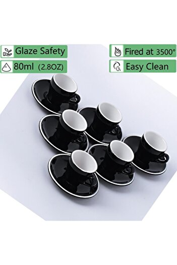 erorex Ceramic Espresso Cup Set 6,Safety Arabian Coffee Black Tea Cups,Great Party Coffee Cups Saucers