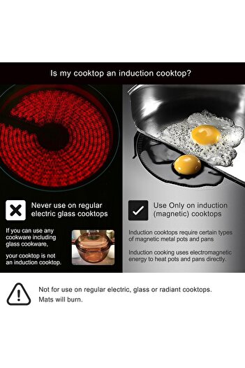 erorex Induction Cooktop Mat, Silicone Fiberglass Scratch Protector, Magnetic Stove, 9.4 Non Slip Pads