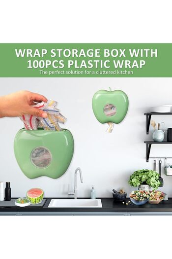 erorex Plastic Wrap Storage Box 100Pcs Plastic Wrap, Multi Functional Wall Mounted Cling Film Dispenser,