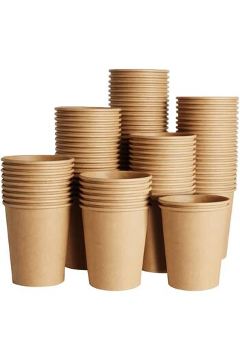 erorex 400 Pack 8Oz Kraft Paper Cups Unbleached Disposable Coffee Cups Thick Coffee Cups Hot/Cold Drinks