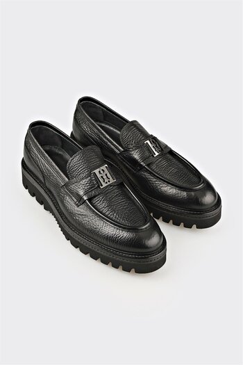 Elle Shoes Siyah Deri Erkek Klasik Loafer