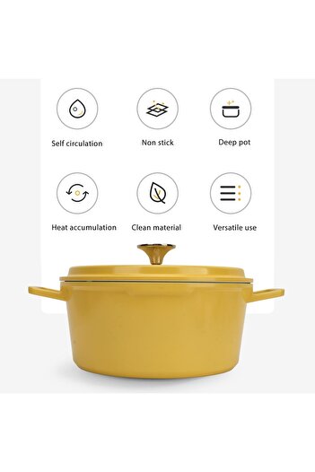 erorex Enameled Dutch Oven, Round Dutch Oven Pot Lid 9.4In Dia, Dual Handles, Non Stick Enamel Coating