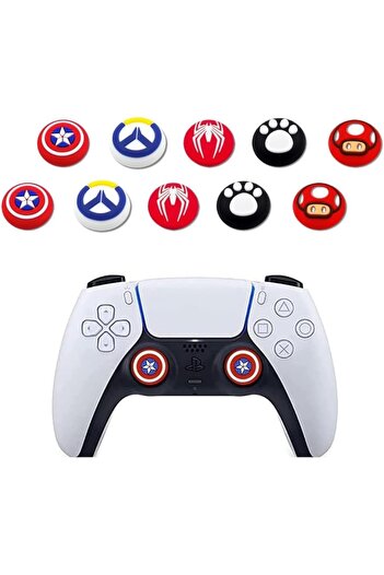 erorex 2Pcs Silicone Thumb Grip Caps Ps5 Controller Thumbsticks Cover Set Compatible Switch Pro Controller