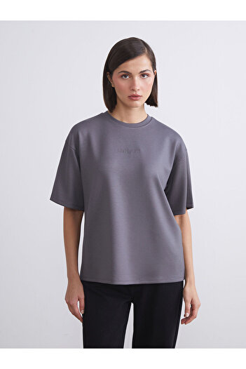 LC Waikiki Crew Neck Embroidered Oversize Women's T-Shirt