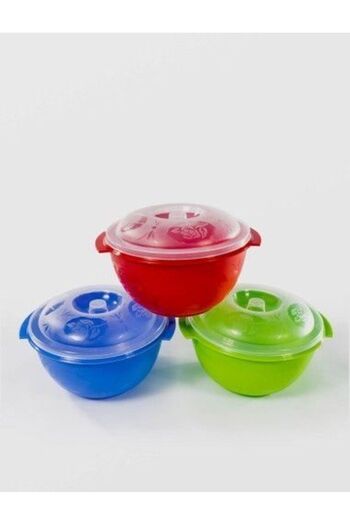 Mercaton Bowl with lid, 2.5 liters, with pattern, plastic, various colors