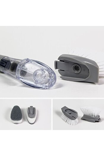 Mercaton Multifunctional dishwashing brush, long handle with built-in detergent tank and 3 c