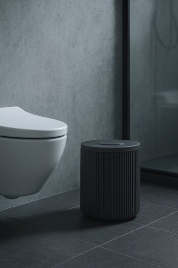 Sas Haus Lines Series Anthracite/Grey Acrylic Trash Can – Cylinder, 5 Liters, 25cm, Easy to Clean - 3372