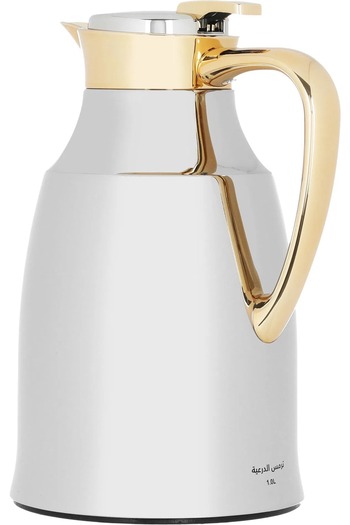 Alsaif Gallery Diriyah thermos, 1 liter, golden handle, thermal glass inner container, steel outer shell