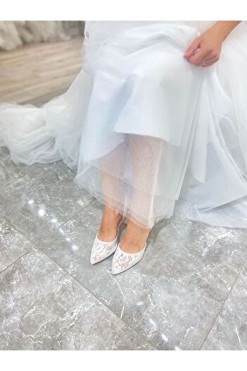 LAKE SHOES DANTELLİ KADEH TOPUK SİVRİ BURUN STİLETTO