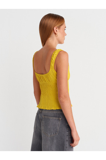 Dilvin 50867 Strap Blouse-Yellow