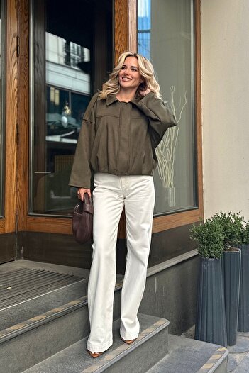 Laluvia Khaki Clara Suede Jacket - 2929
