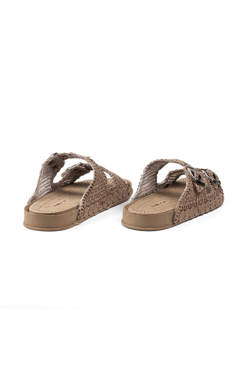 KAJILA Women's Camel Straw Slippers Knitted Lace Embroidered Knitwear Summer Vacation Home Casual Slippers